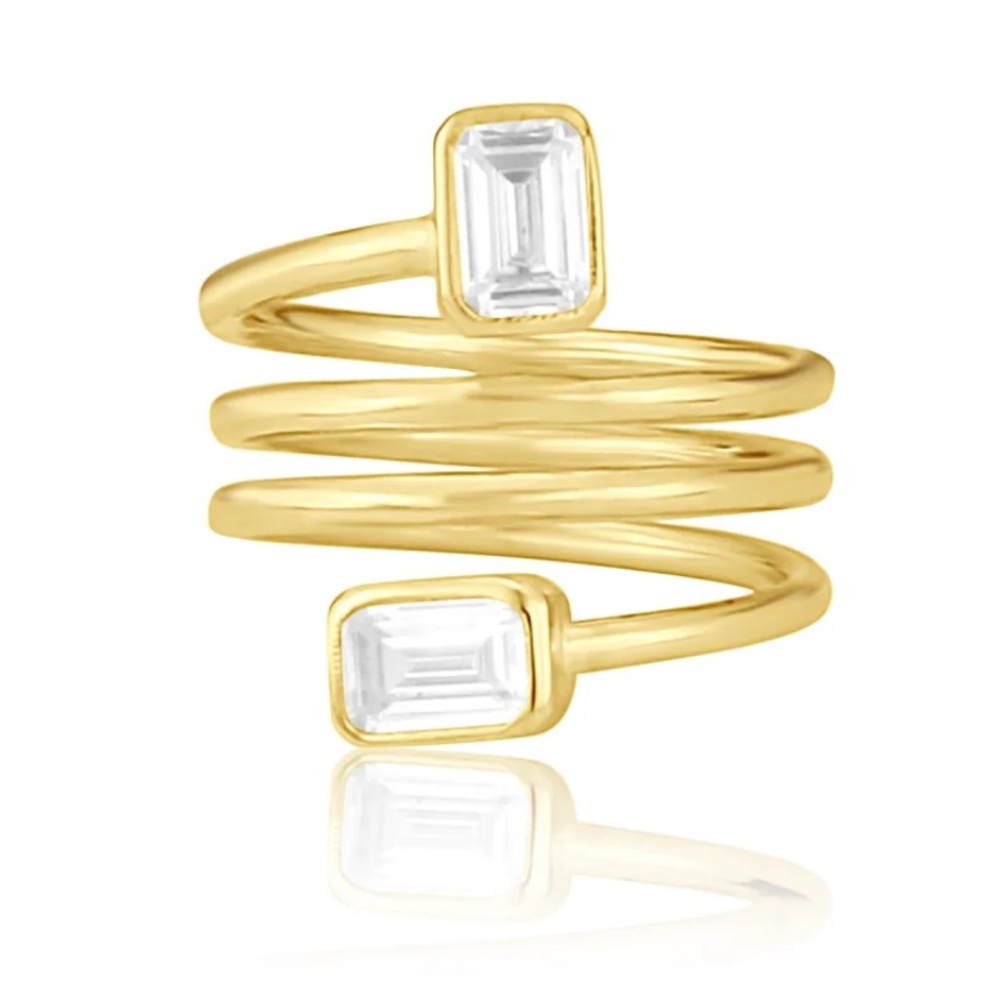 SHYMI Emerald Cut Spiral Statement Ring